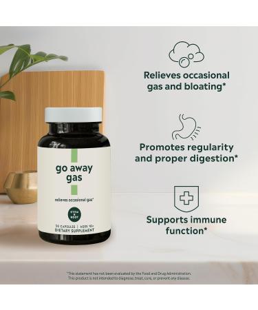 Stem & Root Go Away Gas Supplement | Vegan & Gluten-Free Probiotics Digestive Enzymes & Ginger | Relieves Occasional Gas | 30 Capsules - Buy Online on GoSupps.com