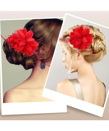 Sibba Flower Clips - Elegant Hairpins with Red Roses for Weddings Tea Parties & Special Occasions | Women's Accessories & Headwear - Buy Online on GoSupps.com