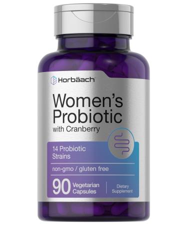 Horb ach Probiotic for Women with Cranberry | 90 Vegetarian Capsules | Dietary Supplement with 14 Probiotic Strains | Non-GMO Gluten Free Supplement