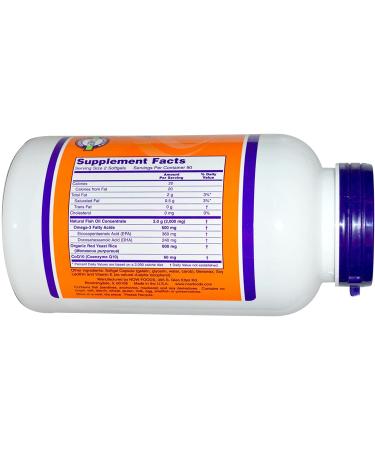 Now Foods Red Omega Red Yeast Rice with CoQ10 30mg - 180 Softgels for Heart Health - Buy Online on GoSupps.com