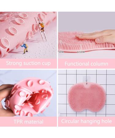 Leonshco Slip-Proof Silicone Massage Pad & Back Scrubber - Anti-Slip Shower Floor Mat with Suction Cups | Foot Scrubber & Shower Brush (Gray) - Buy Online on GoSupps.com