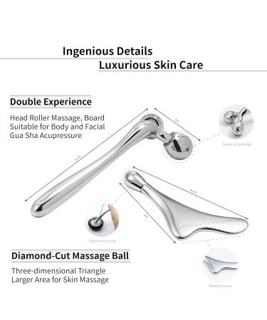 4-in-1 Face Roller & Gua Sha Tools - Eye Roller for Puffy Eyes Massage Tool for Neck & Body - Beauty Skin Care Gift for Women - Buy Online on GoSupps.com