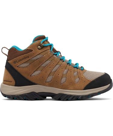 Columbia Women's Redmond III Mid Waterproof Hiking Shoe - 8 Wide - Khaki/Sea Level - Buy Online on GoSupps.com