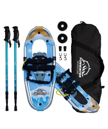 Tuxedo Sailor Lightweight Snowshoes for Women Men Youth Kids Aluminum with Trekking Poles and Carrying Bag 19" Light Blue