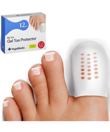 YOGAMEDIC Toe protection big toe can be cut to size - 12 pieces toe caps against friction hammer toe toe rubber toe protectors for big toes silicone toe pads for women men 12x big toe