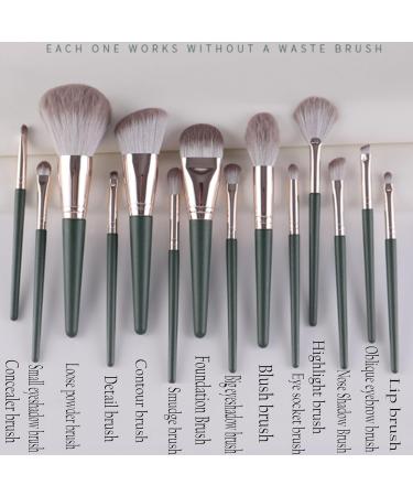 14-Piece Professional Makeup Brush Set - Complete Cosmetics Kit with Wooden Handles | Eyeshadow Blush & More - Easy to Wear & Store (Green) - Buy Online on GoSupps.com