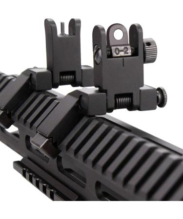 KINBON 45 Degree Iron Sights - Alloy Steel Flip Up Offset Sights Fits Picatinny & Weaver Rails Black