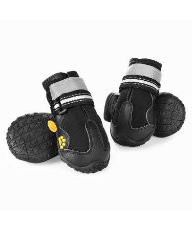Faankiton 4 pieces of dog shoes Pfot protection waterproof dog shoes with non -slip sole and reflective straps for medium -sized and large dogs (6#)