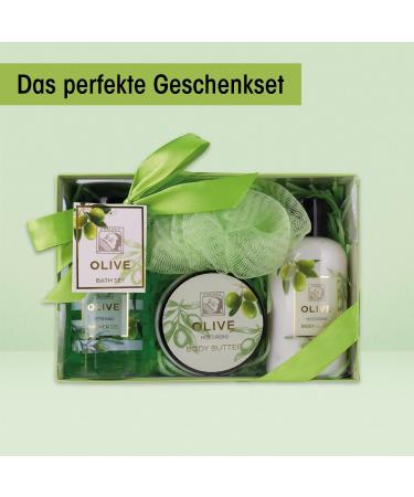 Accentra Shower Set for Women - Olive Gift Set in Elegant Box | 4-Part Wellness Care - Perfect Birthday Gift with Shower Gel Body Lotion Body Butter & Sponge - Buy Online on GoSupps.com