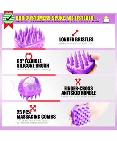 Shampoo Brush Scalp Massager Exfoliator for Dandruff Removal | Waterproof Shower Scrubber for Hair Growth | Soft Silicone Bristles | 2 Pack Scalp Brush for Thick Curly Hair - Buy Online on GoSupps.com