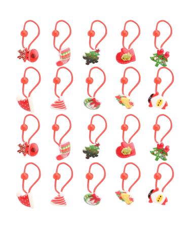 Lurrose 20 pieces Christmas antlers Tree bell glove hair tie elastic ponytail owners girl christmas hair accessories