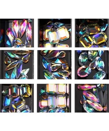 Conijiwadi Nail Art Rhinestone Palette 12 Grids Colorful Water Drop Shape Square Flat Bottom Rhinestones - Buy Online on GoSupps.com