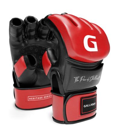 Gallant MMA Gloves Heritage Series-shockproof MMA sparring gloves for men and women PU leather ventilated open dex-cut palm sparring gloves for martial arts boxing muay thai cage kickboxing workout red / black