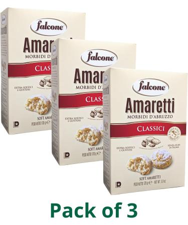 Falcone Soft Almond Amaretti 170g Pack of 3 Amaretti Mandorle Morbidi with Italia Solutions Kitchen Conversion Card - Buy Online on GoSupps.com