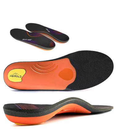Strong Arch Support Insoles  230+lbs Arch Support Inserted for Flat Feet Plantar Fasciitis Relieves Sore Feet of Men and Women Shock Absorption Insoles MEN 10-10 1/2|WOMEN 12-12 1/2 ---290MM/11.42 Deep Black