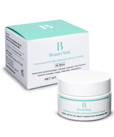 BeautyStat Cosmetics Universal Pro-Bio Moisture Boost Cream  Hyaluronic Acid Facial Skin Moisturizer  Natural Anti Aging  Anti Wrinkle (1 oz) 1 Ounce (Pack of 1)