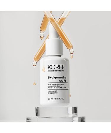 Korff Depigmenting AAPE facial serum treatment for correction of hyperpigments reduces spots fair skin antiwrinkle and antiaging formula sustainable packaging size 30 ml - Buy Online on GoSupps.com