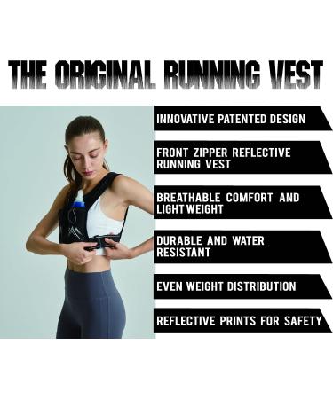 REVALI Running Vest - USA Patent, Reflective Design, Hydration Bottle, Adjustable Waistband - Black for Men & Women - Buy Online on GoSupps.com