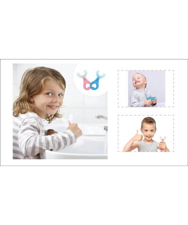 Vybrush U Shaped Kids Toothbrush with Silicone Head - 360 Food Grade, Shampoo Toddler Brush - Pink & Blue Heart Styles - Gift Pack | Ages 2-6 - Buy Online on GoSupps.com