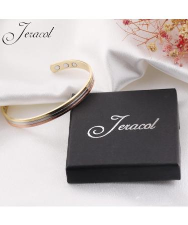 Jeracol Copper Magnetic Bracelet for Women - Adjustable Size Cuff Bangle with Ultra Strength Magnets - Three Colors - Magnetic Brazaletes & Gift Box - Buy Online on GoSupps.com