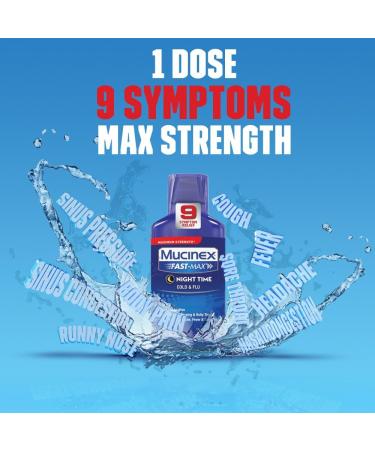 Mucinex Fast-Max Adult Nighttime Cold and Flu Liquid - 6 Ounce - Buy Online on GoSupps.com