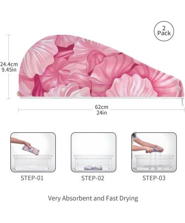Pink Seashells Hair Towel 2 Pack - Super Absorbent Quick Drying Turbans for Women & Girls - Buy Online on GoSupps.com