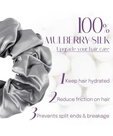 Osilk 3-Set 100% Silk Hair Ties - Luxury Gray Scrunchies & Elastic Hair Bands for All Hair Types - Buy Online on GoSupps.com
