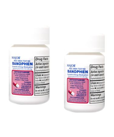Major Banophen Diphenhydramine Capsules 25mg 100ct (2 Pack) - Buy Online on GoSupps.com