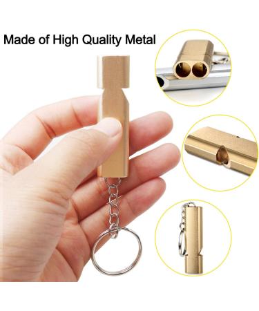 Xcozu Trill Whistles - 2 Pack Metal Emergency Signal Pipes with Keychain | Golden & Silver | Perfect for Referees & Outdoor Survival - Buy Online on GoSupps.com