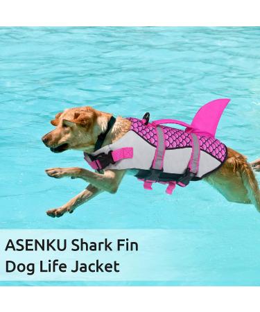 ASENKU Dog Life Jacket - Ripstop Vest with Reflective Strip | Pink Shark XS | Dog Lifesaver Swimsuit for Swimming and Boating - Buy Online on GoSupps.com