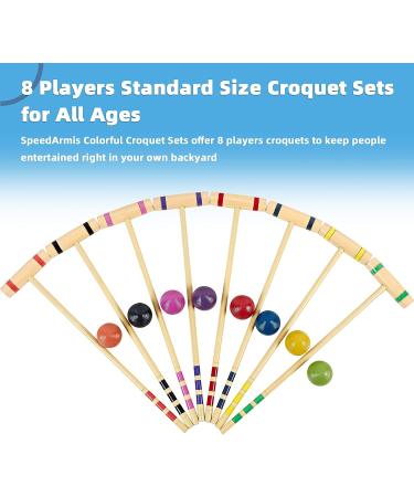 SpeedArmis 8 Players Croquet Set with Wooden Mallets and Colored PE Balls - Outdoor Game Set for Kids/Family - Includes Wickets and Stakes - Portable Carry Bag Included - Buy Online on GoSupps.com