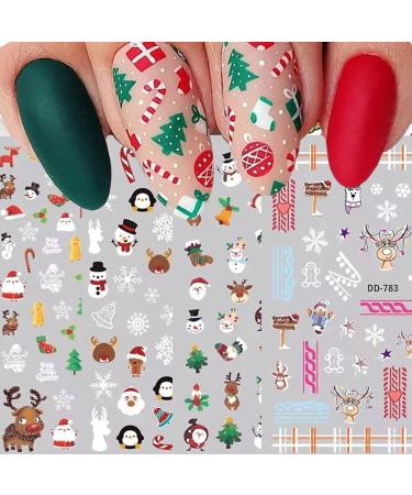 9 Sheets Christmas Nail Art Stickers Decals Self-Adhesive Kids Cute White Snowman Snowflakes Winter Snowbell Reindeer Nail Supplies Nail Art Design Decoration Accessories