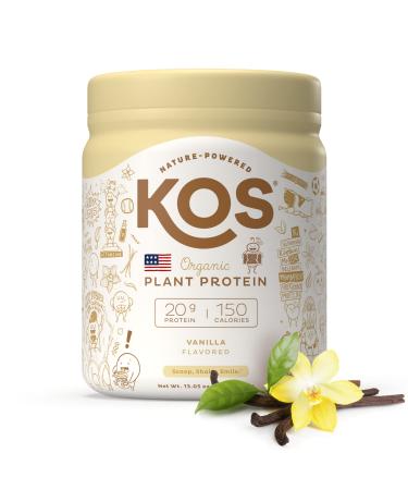 KOS Organic Plant Based Protein Powder, Vanilla - Delicious Vegan Protein Powder - Gluten Free, Dairy Free & Soy Free - 0.81 Pounds, 10 Servings 10 Servings (Pack of 1)