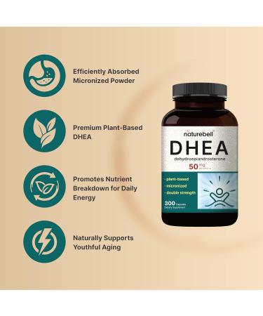 NatureBell DHEA 50mg for Men & Women 300 Capsules | Micronized for Better Absorption | Plant-Based Source | Supports Energy Metabolism & Healthy Aging | Non-GMO Made in USA - Buy Online on GoSupps.com