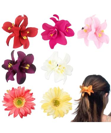 5 Pieces Of Double Orchid Hair Clips 2 Sunflower Hair Clips Artificial Flower Hair Clips Flower Metal Clips Flower Hair Accessories Flower Hair Cards Straw Hat Accessories