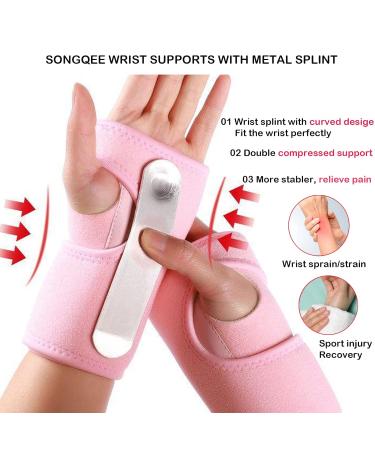 Wrist Support Brace for Carpal Tunnel Relief | Adjustable Left Hand Splint for Joint Pain, Arthritis, Tendonitis | Stabilizer for Fractures, Sprains | Pink Hand Support Brace - Buy Online on GoSupps.com