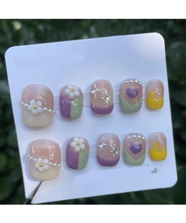 Handmade Nail Wearing Patches Finished Nail Art Small Flower Detachable Reusable Fake Nails (Size : XS) - Buy Online on GoSupps.com