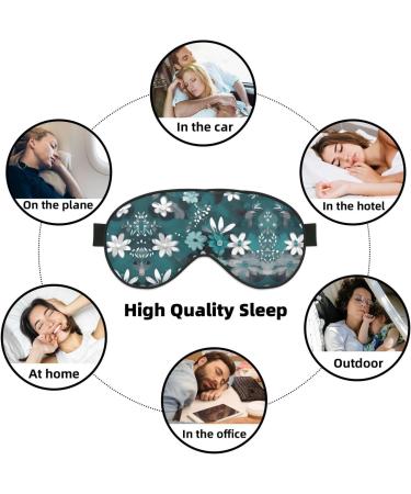 Teal Grey & White Floral Eye Mask - Soft Adjustable Sleep Mask for Men & Women | Nighttime Comfort - Buy Online on GoSupps.com