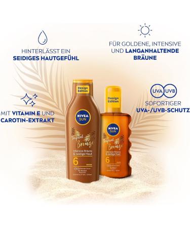 NIVEA SUN Tropical Bronze Oil Spray SPF 6 (200 ml) Sun Protection for Long-Lasting Tan without Self-Tan Sun Spray with Carotene Extract and Vitamin E - Buy Online on GoSupps.com