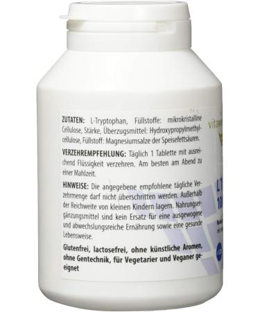 Vita World L-Tryptophan 1000mg - Vegan Amino Acid Supplement 120 Tablets | High Dose 1 Tablet Daily - Buy Online on GoSupps.com