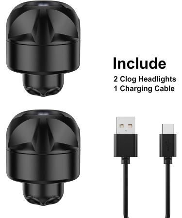 Rechargeable Headlights for Crocs 2pcs - Clip-On ABS Lights Flashlight Attachment for Kids & Adults | Black Croc Charm Accessories - Buy Online on GoSupps.com