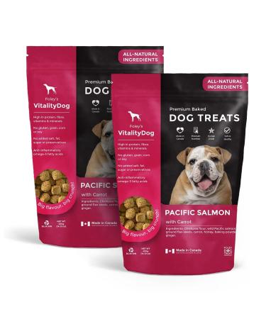 Vitality Dog Pacific Salmon with Carrots (2-Pack) Premium Baked Dog Treats - Training Treats for Dogs Pet Treats Dog Snacks - Made in Canada Grain Free Human Grade 400g / 14.1oz Pacific Salmon with Carrots 400 g (Pack of 2)