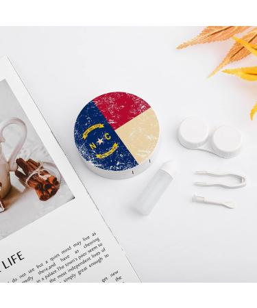 North Carolina State Flag Round Case For Contact Lens Kit Storage Box with Mirror Printed - Buy Online on GoSupps.com