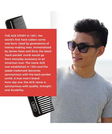 Ace Hair Dressing Comb 7.5 Inch Black - Fine Teeth for Thin to Medium Hair - Buy Online on GoSupps.com