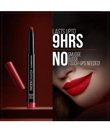 Faces Canada HD Intense Matte Lipstick - Long-Lasting Feather Light Comfort - Primer Infused for Flawless HD Finish - Made In Germany - Brown, Red, Pink, Purple, Nude Lip Color - Red Bouquet - 0.05 Oz Bouquet - Buy Online on GoSupps.com