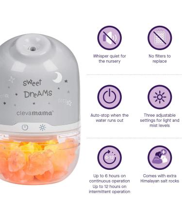 ClevaMama ClevaPure Himalayan Salt Lamp Humidifier Air Purifier Aromatherapy Diffuser for Nursery - Universal Adapter 110-240V | Shop Now - Buy Online on GoSupps.com