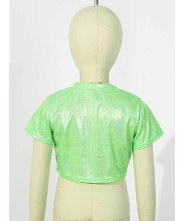 Hansber Kids Shiny Dance Crop Top Short Sleeve in Green - Size 6-7 - Buy Online on GoSupps.com