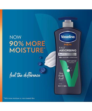 Vaseline Men's Healing Moisture Hand & Body Lotion - 20.3 oz Pack of 3 | Fast Absorbing Non-Greasy Formula for Dry or Cracked Skin - Buy Online on GoSupps.com