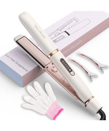EasyinBeauty Hair Straightener Flat Iron with Ionic Infrared, Professional Hair Straightener and Curler 2 in 1 Ceramic Tourmaline, Flat Iron for Hair with 5 Adjustable Temp, LED Display, Fast Heating