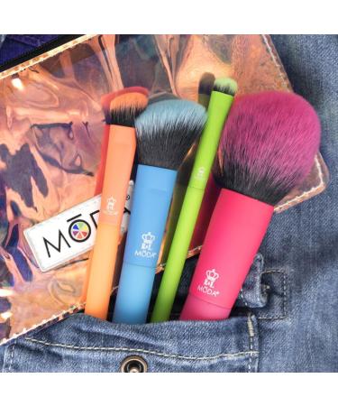 Moda Royal & Langnickel Full Size Electric 5pc Brush Set with Pouch Includes - Round Powder Angled Blush Angled Shader and Smudger Brushes Multicolor - Neon - Buy Online on GoSupps.com